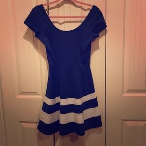 Navy blue dress with wide flare